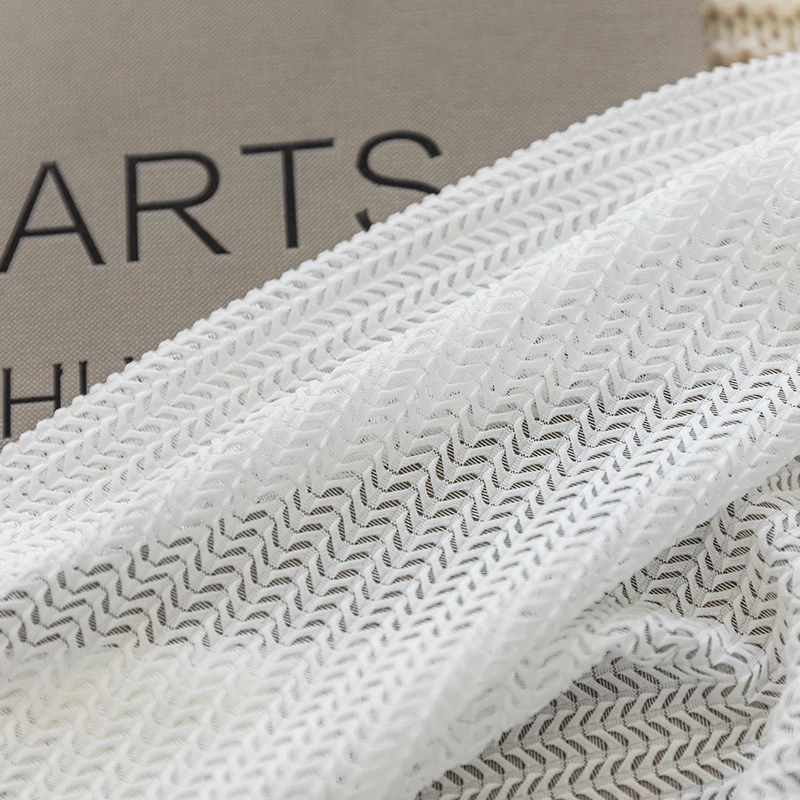 حساسة الجاكار تول الستائر لغرفة المعيشة الفاخرة الأبيض شير الفوال نافذة الستار لغرفة النوم الدانتيل كورتينا الفقرة سالا #6