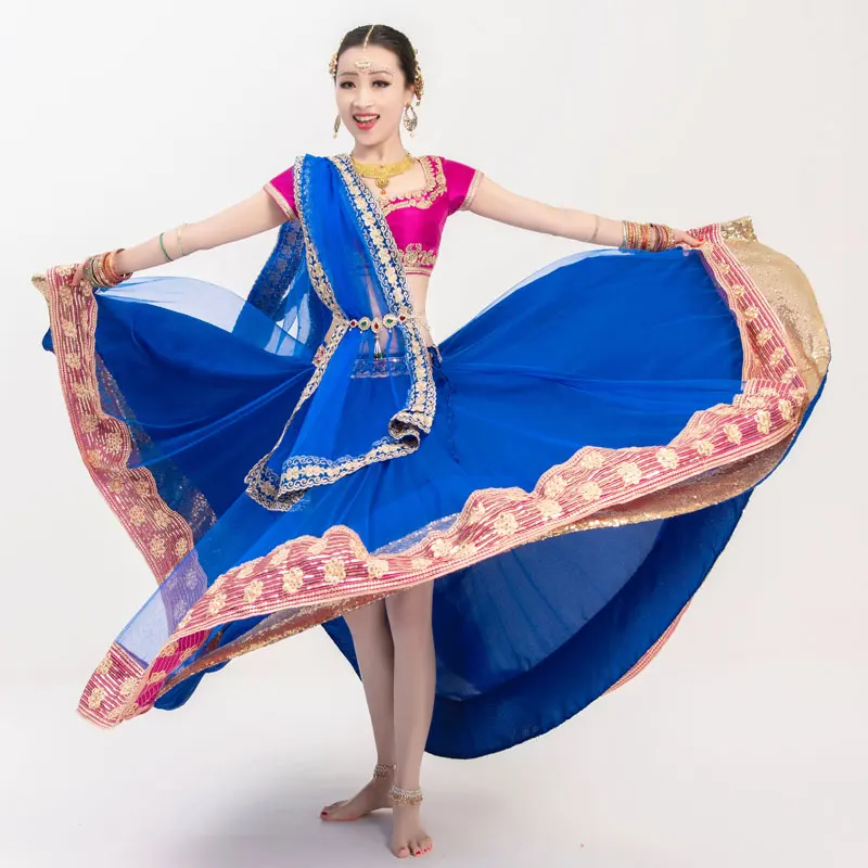 Indian Dance Stage Performance Costume Professional Oriental Dance For Women Adult/Kids Belly Dance Suit Bollywood Saree DQL6627