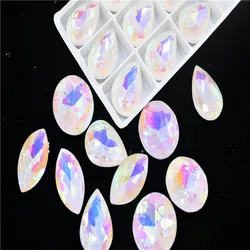 White Milk ab Rhinestones Navette ROUND TEARDROP Pointback Glass Crystal Stones Jewelry Making