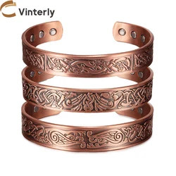 Viking Pure Copper Bracelets Men Adjustable Cuff Energy Magnetic Bangles Benefits Wristband Hard Health Man Jewelry Knot Metal