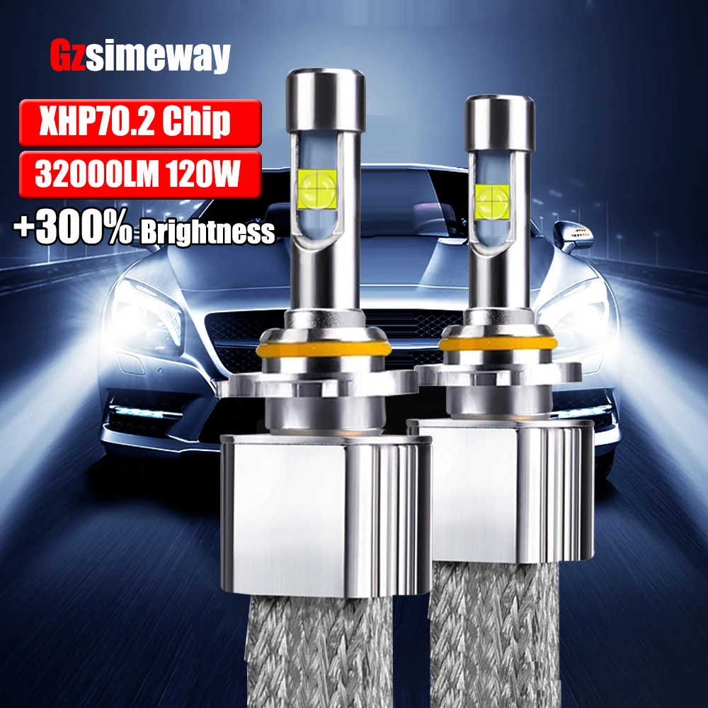 

2PCS H11 LED H4 H7 Car Headlight 9005 HB3 9006 9012 D2S D1S H8 H13 LED Bulbs 6000K 5500K XHP70 Chip 120W 32000LM Auto Fog Lamps