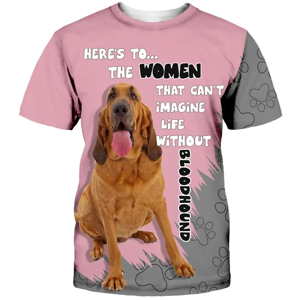 HX  Brown Bloodhound Men' T-shirts 6 Varieties Pet Men Clothing Unisex Dog Letter Casual Clothes Personality Tees Oversized