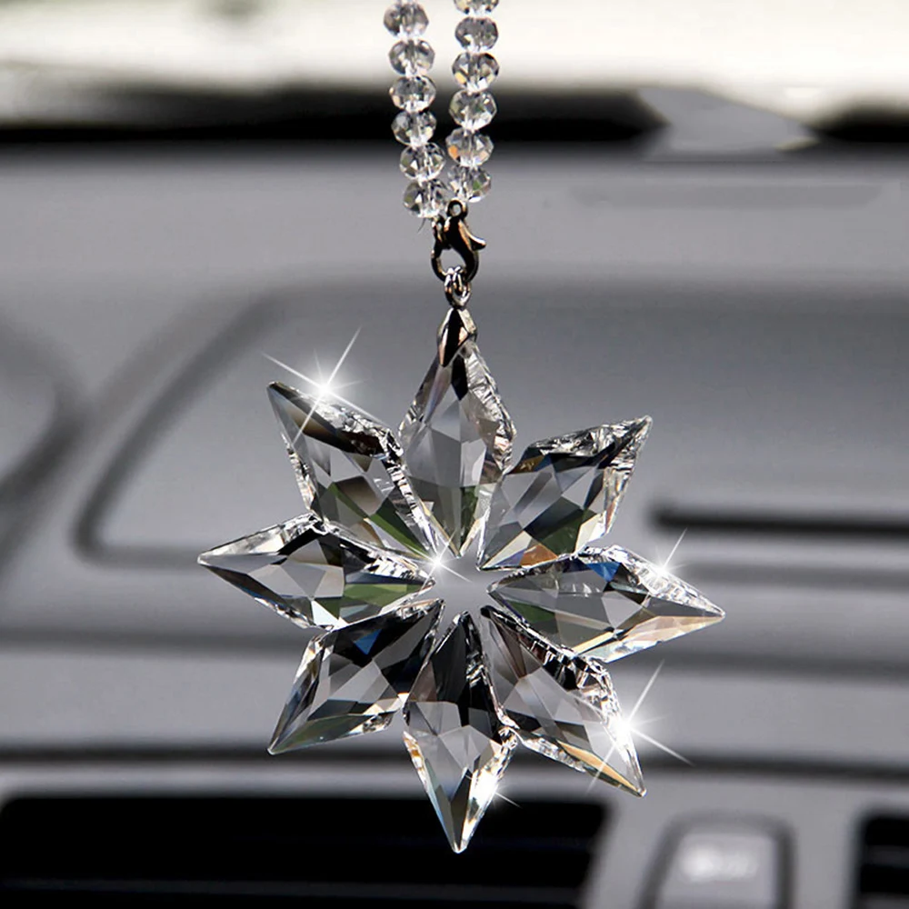 Car Sun Catcher Snowflake Ornament Christmas Gift Pendant Transparent Crystal Snowflake Decoration Ornament Pendant