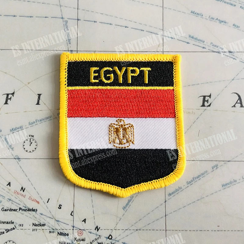 EGYPT  National Flag Embroidery Patches Badge Shield And Square Shape Pin One Set On The Cloth Armband   Backpack  Decoration