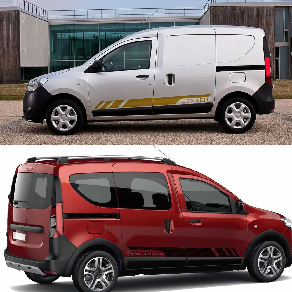 2Pcs/Lot Car Stickers For Renault Dacia Dokker Camper Van Side Door Stripes Sport Line Graphics Vinyl Decals Tuning Accessories