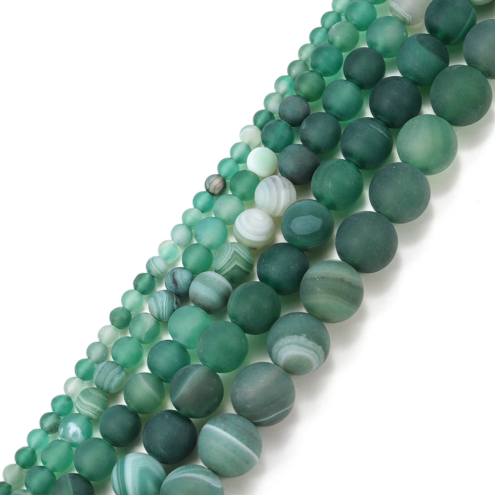 1strand Matte Natural Stone Beads Green Stripes Agates Stone Beads  Polish Stripe Carnelian Spacer Loose Bead For Jewelry Making