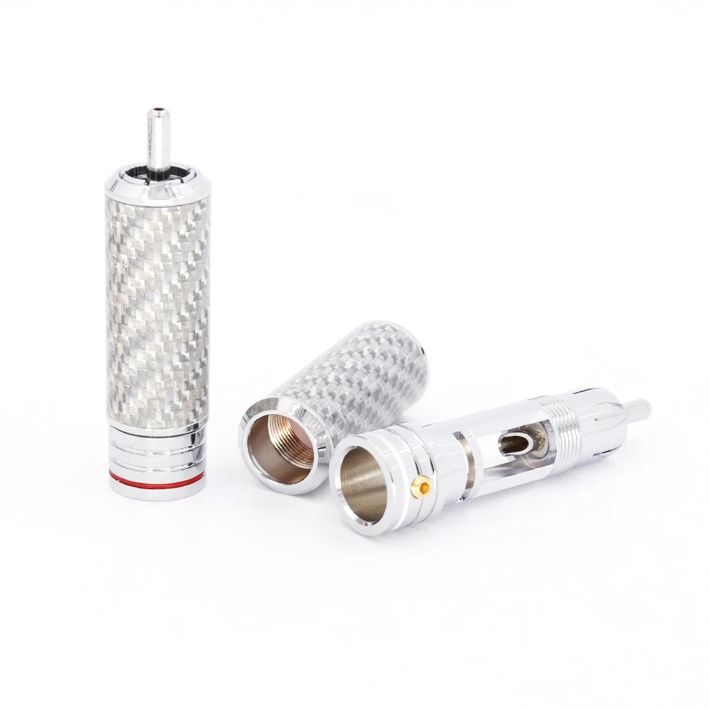 4 Audiocrast Sợi Carbon HIFI RCA Cắm Hi Cấp Rhodium Mạ Cổng Kết Nối RCA Cho Diy Cáp RCA