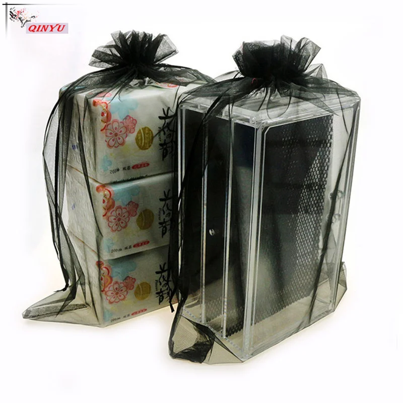 10pcs 15x20 17x23 20x30 25x35cm Organza Bags Drawstring Pouches For Wedding Party Gift Bag Packaging Pouches Tulle Bags 5z