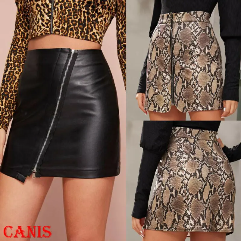 

NEW Women Ladies High Waisted Pencil Skirt Bodycon Club Leather Mini Dress UK