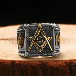 New Thai silver sun moon geometric ring designer original unique craft punk style domineering exaggerated men's jewelry