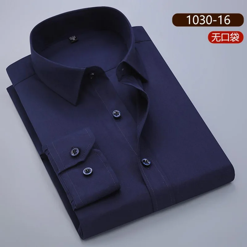 Men Plus Size Shirt 8xl 9xl 10xl 12xl 14xl autumn spring Blue Long Sleeve Business Big Size Fashion Work Dress Shirt 52 54 56