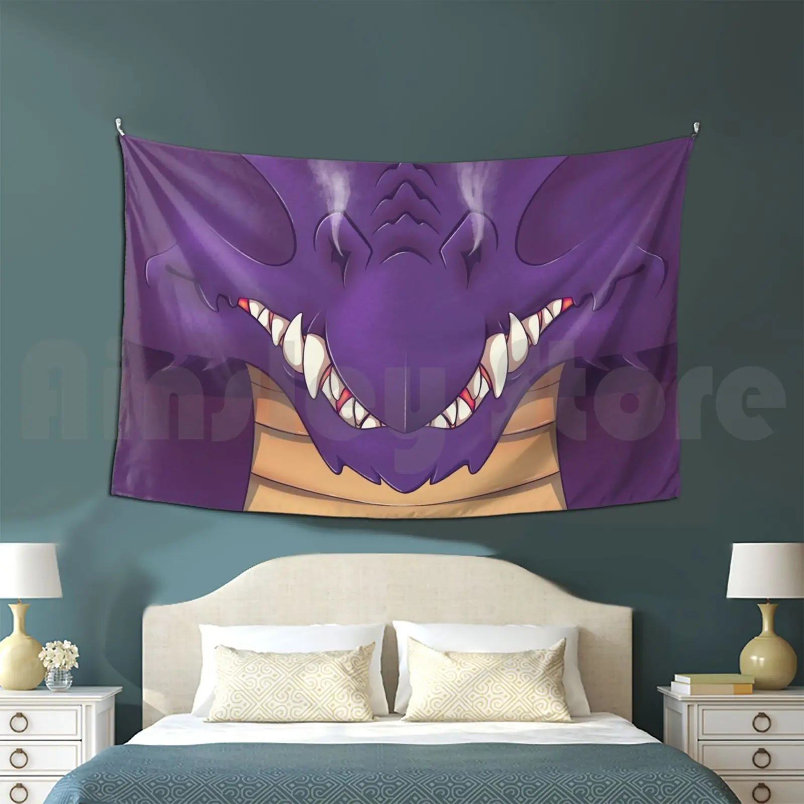 Purple Dragon Tapestry Living Room Bedroom Dragon Dragonborn Fantasy Rpg Costume Purple Dragon Snout Dnd Monster Teeth