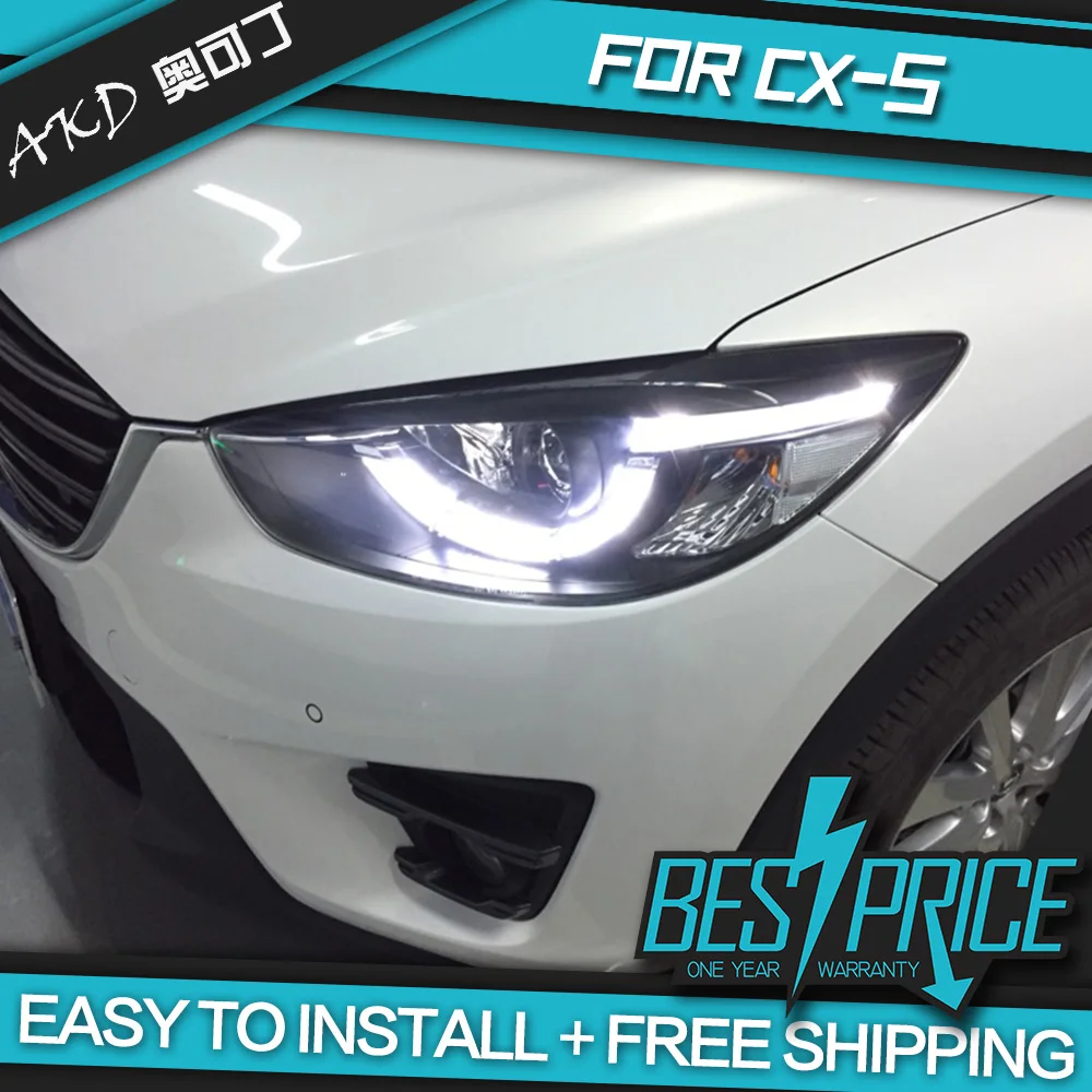 AKD Cars Styling Headlight For Mazda CX-5 2011-2015 CX5 Headlights LED Running lights Bi-Xenon Beam Fog lights angel eyes Auto