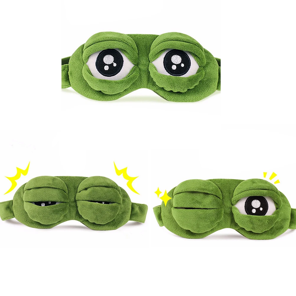 Funny Creative Pepe The Frog 3D Eye Mask Cover Cartoon Soft Plush Sleeping Mask Green Cute Eyeshade Blindfold Gift Women Girls