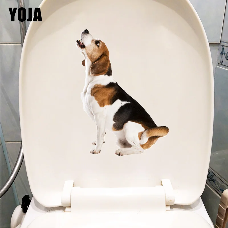 YOJA 17.6×23.9CM Real Shot Cute Beagle Home Living Room Wall Decor Funny Animal Toilet Stickers T1-3099