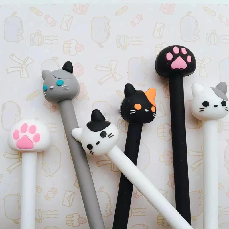 1pc Lovely Cats  Gel Pen Rollerball Pen Writing Stationery Black Ink 0.5mm