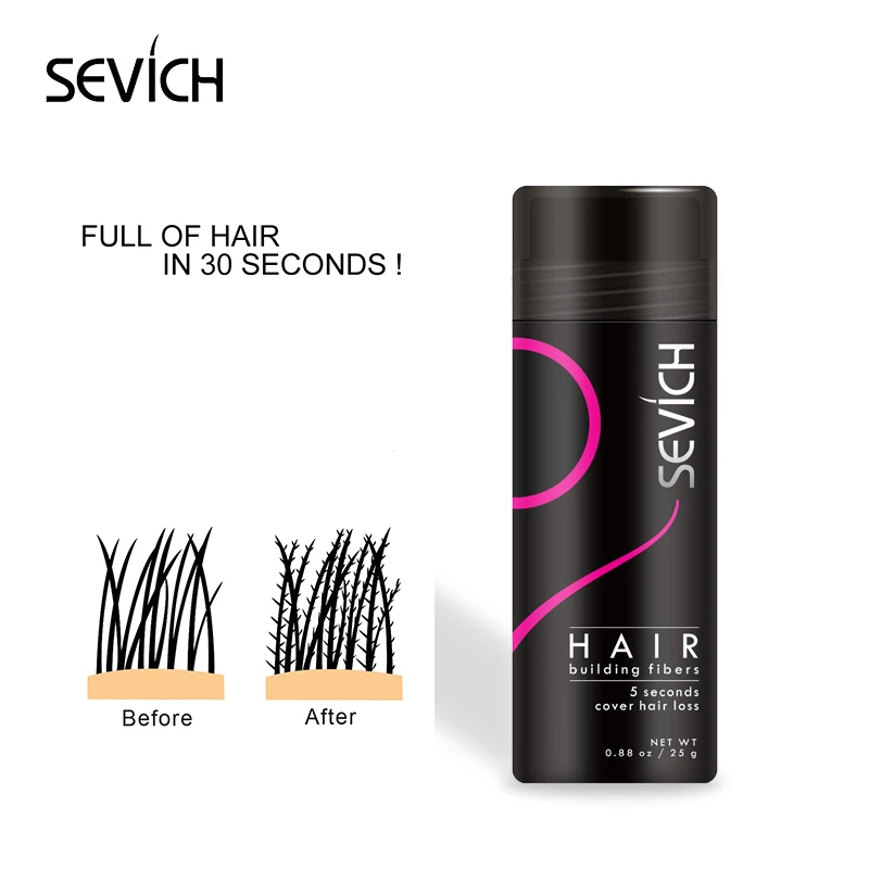 

Keratin Hair Building Fibers OEM label 10 Colors Powders Hair Thickening Growth Hair Powder Dye SEVICH 25g free shipping