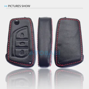 Royal Car Schlüsselabdeckung für Toyota Hilux Vigo, 3 Knöpfe, faltbare Fernbedienung, FOB -Beschützer, Schlüsselbeutelzubehör für Schlüsselbeutel 10 Hauptverkaufsschlüsselabdeckung Hilux Leder - №10