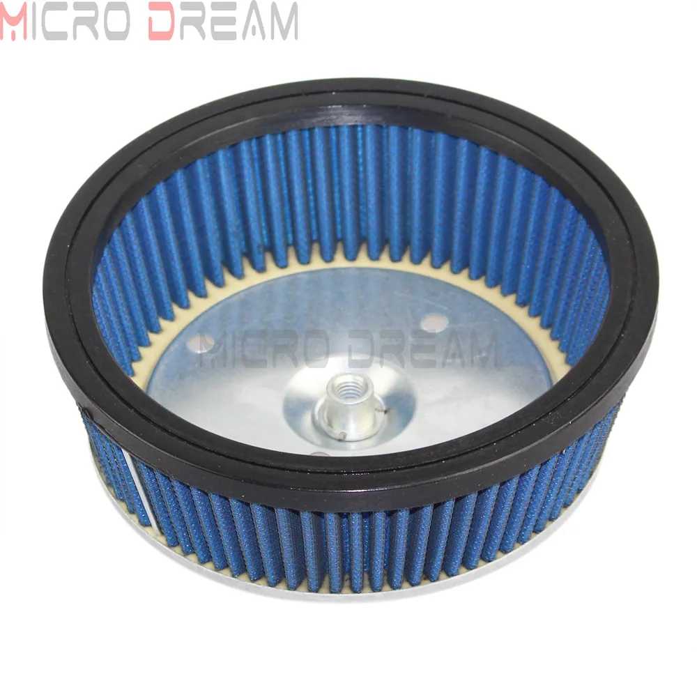 Motorcycle Round High-Flow Air Cleaner Filter System Inner Element Blue For Harley Softail Road King Electra Glide Fat Boy Dyna