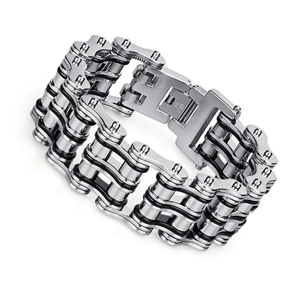 Retro Men Multilayer Bracelets Bangles Punk Biker Bicycle Motorcycle Chain Link Bracelets for Men Stainless Steel Jewelry