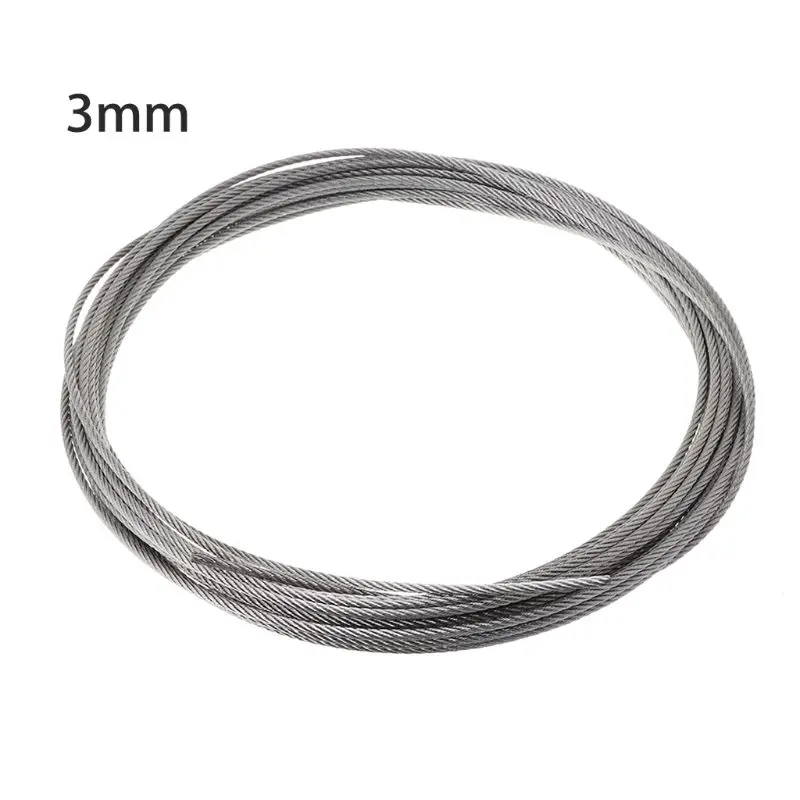 New 10m 304 Stainless Steel Wire Rope Soft Fishing Lifting Cable 7*7 Clothesline 0.5mm/ 0.8mm/1mm/1.2mm/1.5mm/2mm/2.5mm/3mm