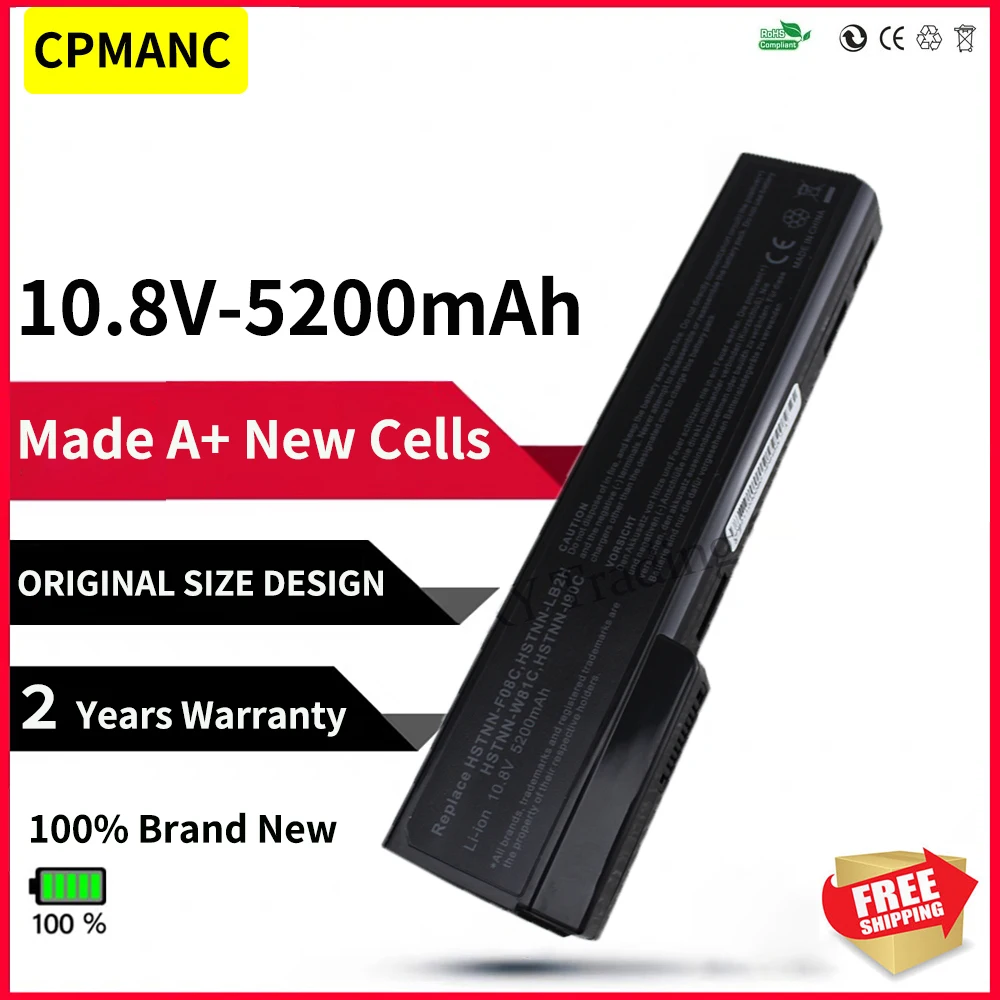 Baterai 6 sel 5200MAH untuk HP EliteBook 8460p 8460w 8470p 8470w 8560p 8570p 6360b 6460b CC06 CC09 CC06XL HSTNN-CB2F