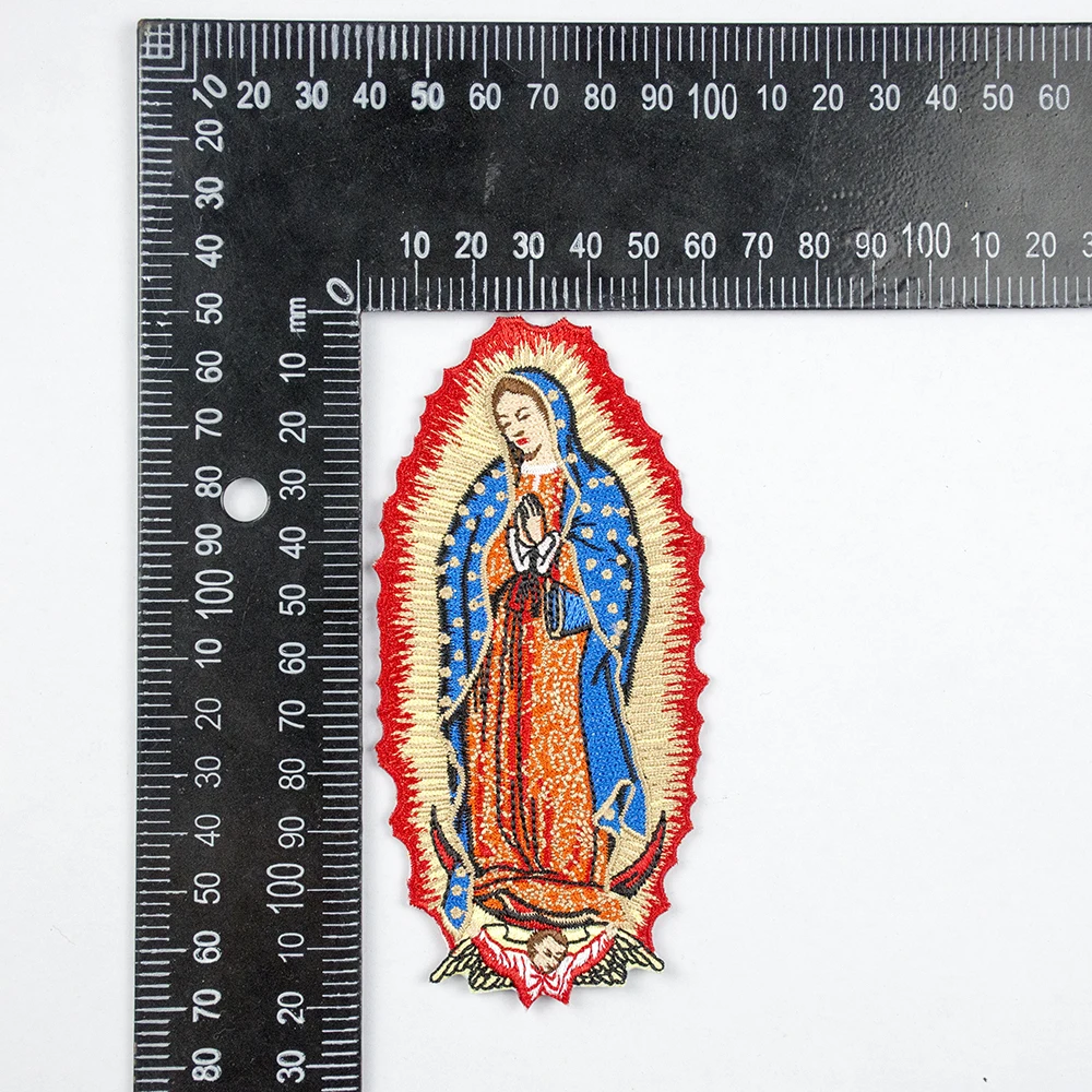 Our Lady of Guadalupe Embroidery Patches Catholicism Mexican Iron on Badges for Clothing Jacket Vest Backpack Accessories DIY