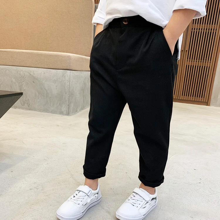 2021 Korea Boys SUIT PANTS School Kids Casual Button Trousers Clothes Children Formal Pants Brand Fashion costume