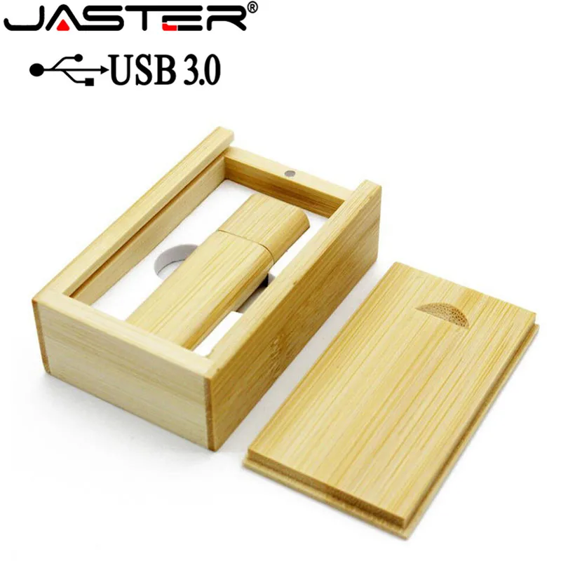 JASTER USB 3.0 Wooden usb+box USB flash drive pen driver pendrive 4GB 8GB 16GB 32GB 64GB memory card USB 1PCS free custom logo