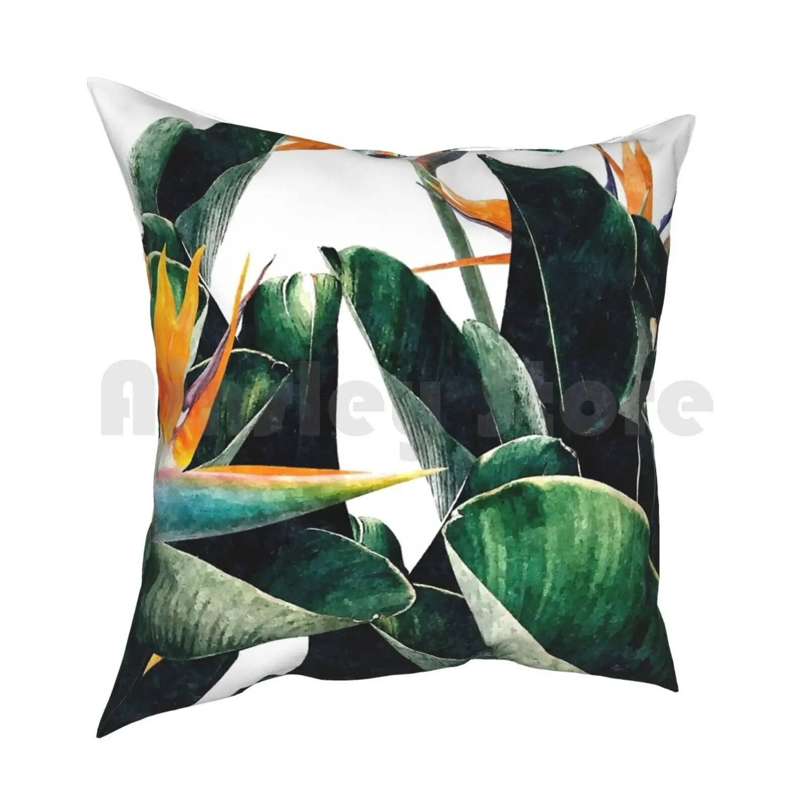 الجنة الطيور كيس وسادة مطبوعة المنزل لينة رمي وسادة المائية طيور الجنة الاستوائية الغريبة الطبيعة الأزهار #2