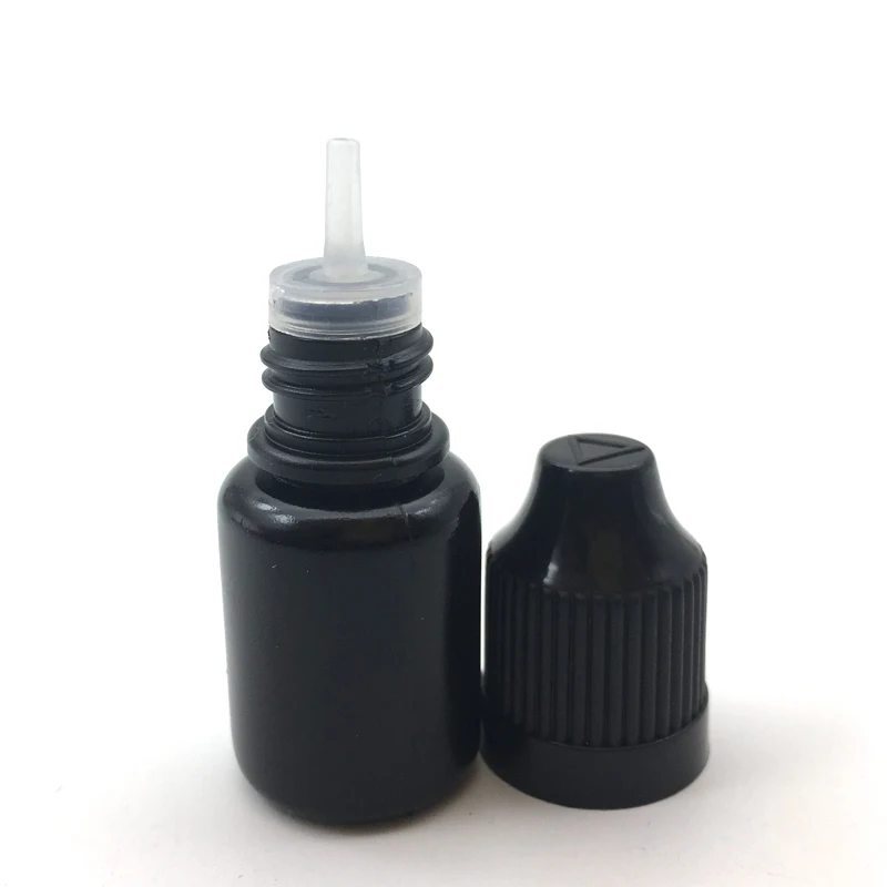 10pcs Soft 5ml Black PE Plastic Dropper Bottle Empty Refillable Liquid Jar With Colorful Childproof Cap Vial