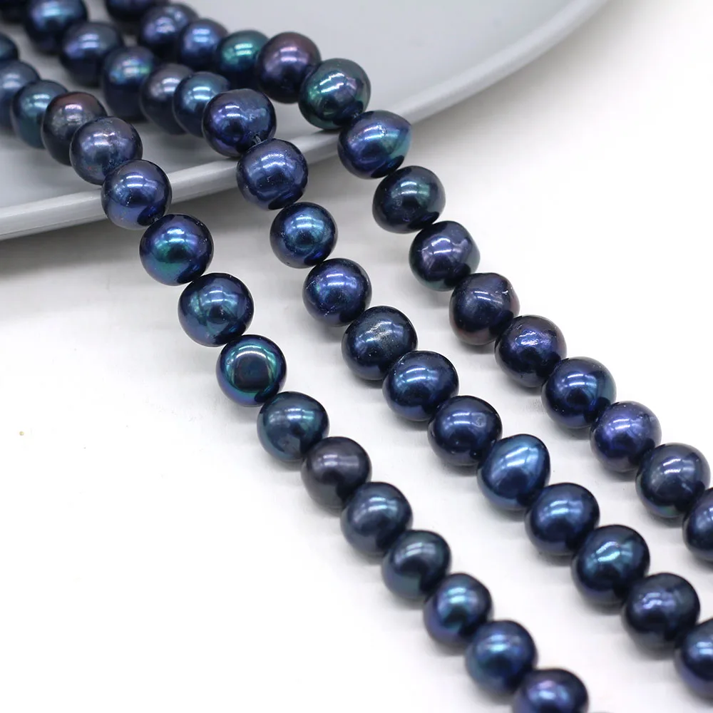 

Glossy Natural Freshwater Black Pearl Bead Round Shape Pearl Loose Beaded for Making DIY Jewerly Necklace Bracelet 10-11mm