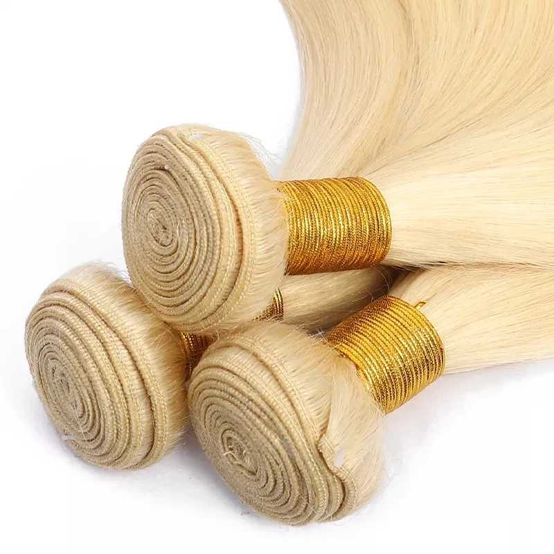 FASHOW Brazilian Hair Blonde Straight Hair Bundles 613 Honey Blonde Hair Bundles Human Hair Weaves Bundles 12-40 inch ON SALE