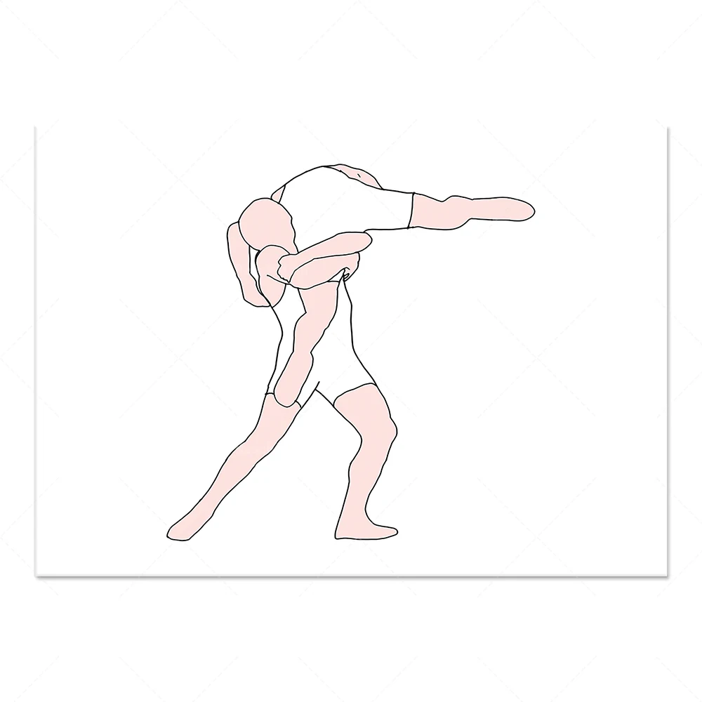 Original male wrestler body line art sports minimalism contemporary art print print poster