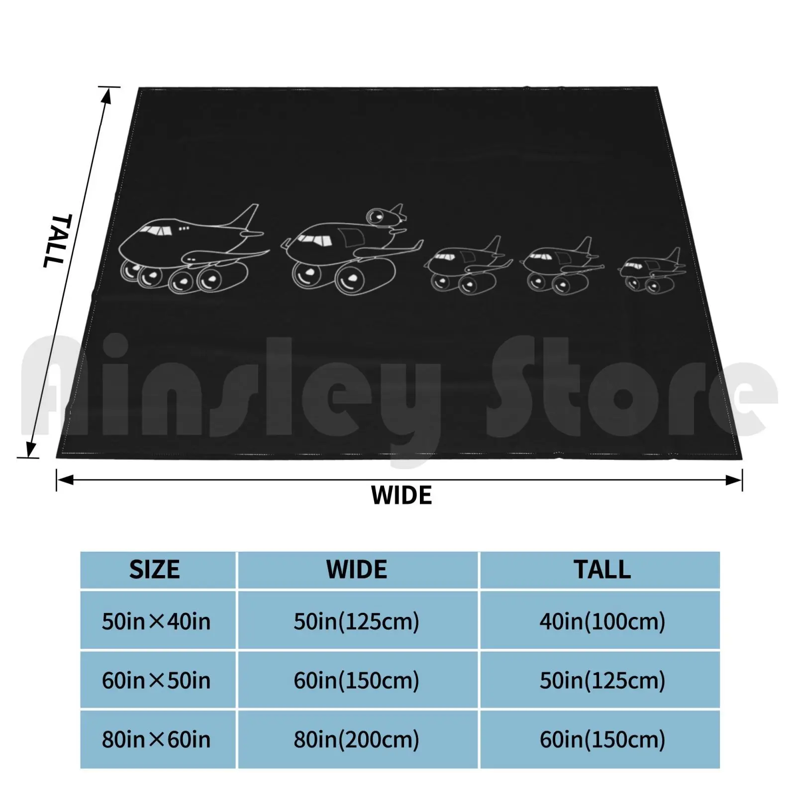 Cargo 'stick Figure' Family Blanket Fashion Custom Cargo Freighter Airplane Boeing Airbus Md 11 747 A300 767 757 747 8f