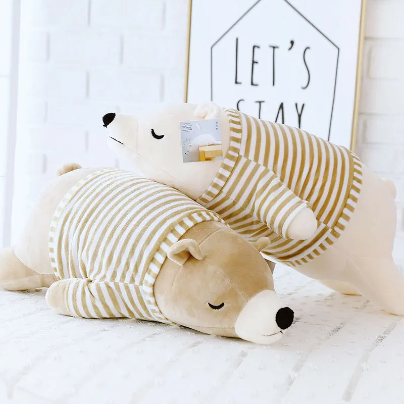 30-110CM Kawaii Dressed Polar Bear Stuffed Animals Big Size Super Soft Animal Cushion Sleeping Pillow Plush Toy Kid