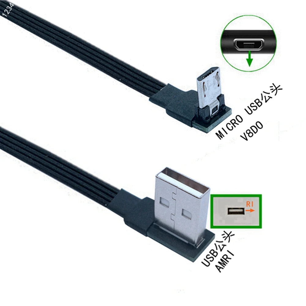 Кабель Micro USB, зарядное устройство, USB-шнур, колено 90 градусов, нейлоновый плетеный кабель для передачи данных для телефона Android