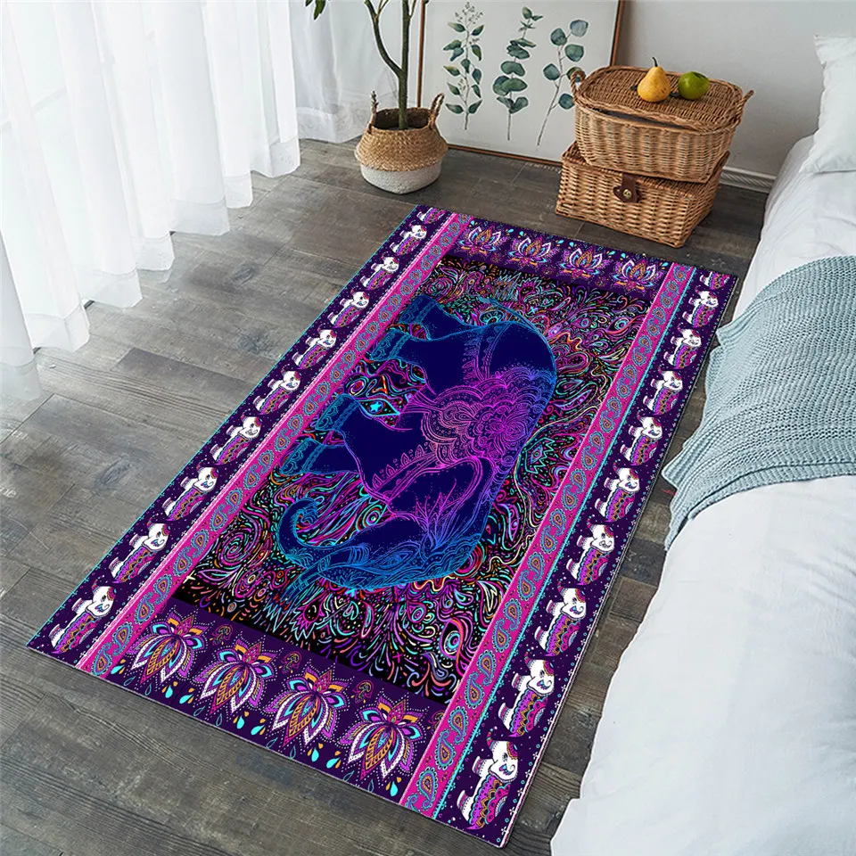 Elephant by Ismot Esha Carpets For Living Room Purple Floor Mat Paisley Psychedelic Center Rug 152x244cm Flower Boho Alfombra