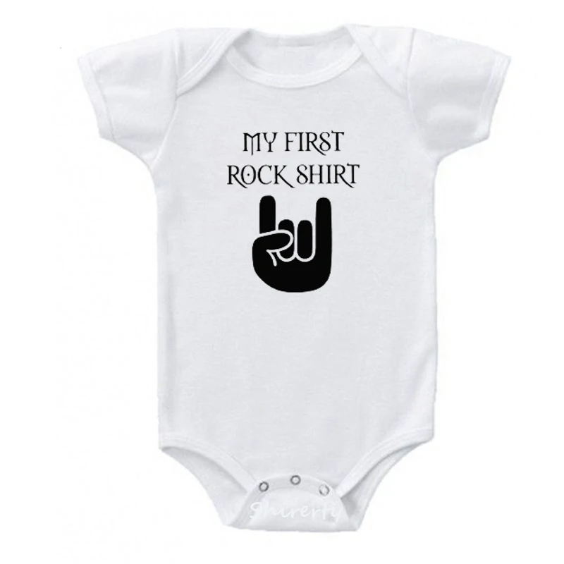 My First Rock Shirt Print Infant Baby Girls Boys Summer Bodysuit Cotton Outfits Babys Fashion Cute Short Sleeve Clothes