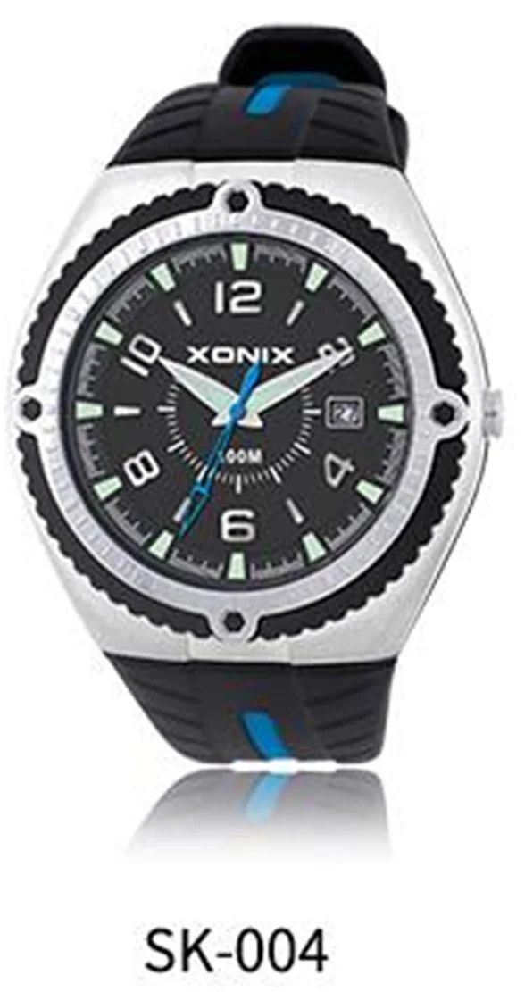 XONIX Men Sports Watch Quartz Japan Movement Analog Waterproof 100m Swim Diver Wristwatch Back Light Silicone Strap