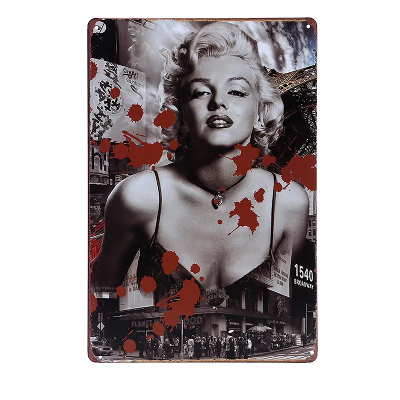 Marilyn Monroe Vintage Metal Tin signs Wall Art painting Retro Iron Plaque For Coffee Bar KTV Theater Home Decor YN058