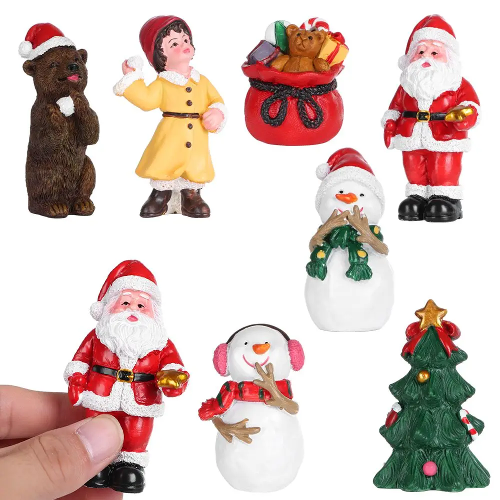 Snowmen Bear Santa Claus Xmas Tree Doll House Desktop Ornament Christmas Miniatures Figurines Micro Landscape