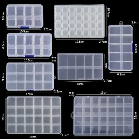 Plast smyckeskrin 10/15/24 fack slot organizer förvaring pärlor behållare justerbar smyckeförvaringslåda rektangulärt fodral 10 best sales pärlask - №8