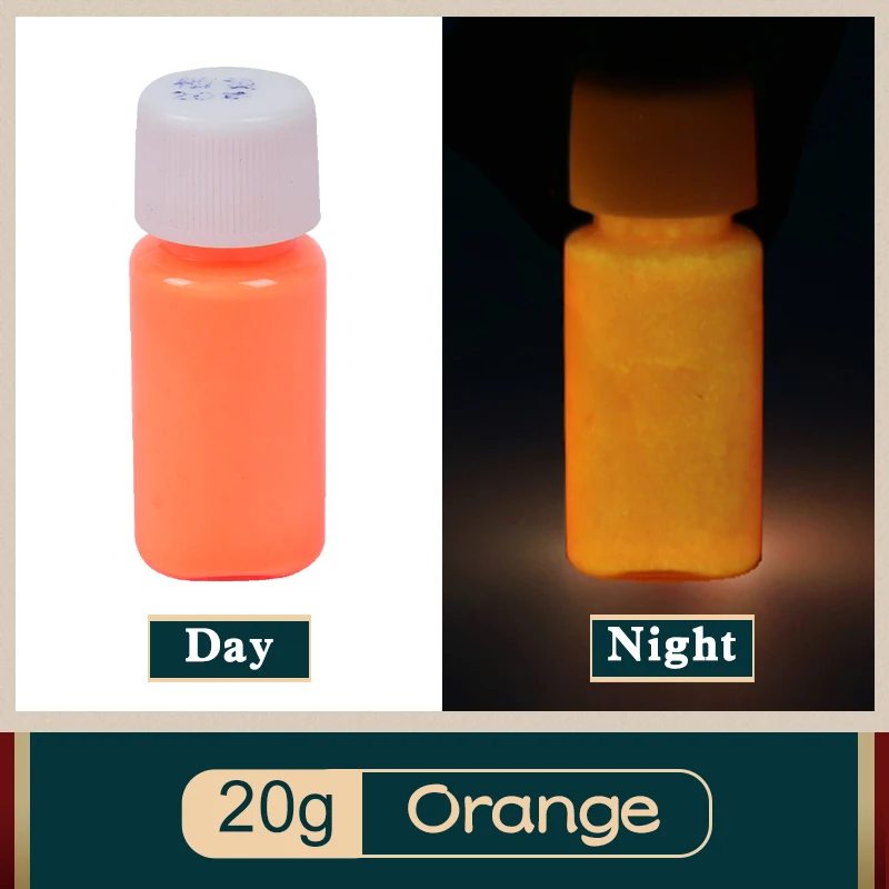 20g Orange Glow in The Dark Fluorescent Paint for Party Nail Christmas Decoration Art Supplies Phosphor Pigment