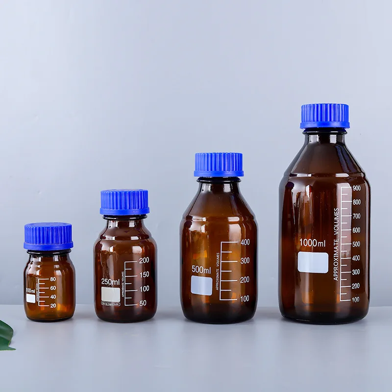 50ml-1000ml/brown Screw Cap Blue Screw Cap Glass Laboratory Reagent Bottle Medical Supplies Laboratory Glass Reagent Bottle