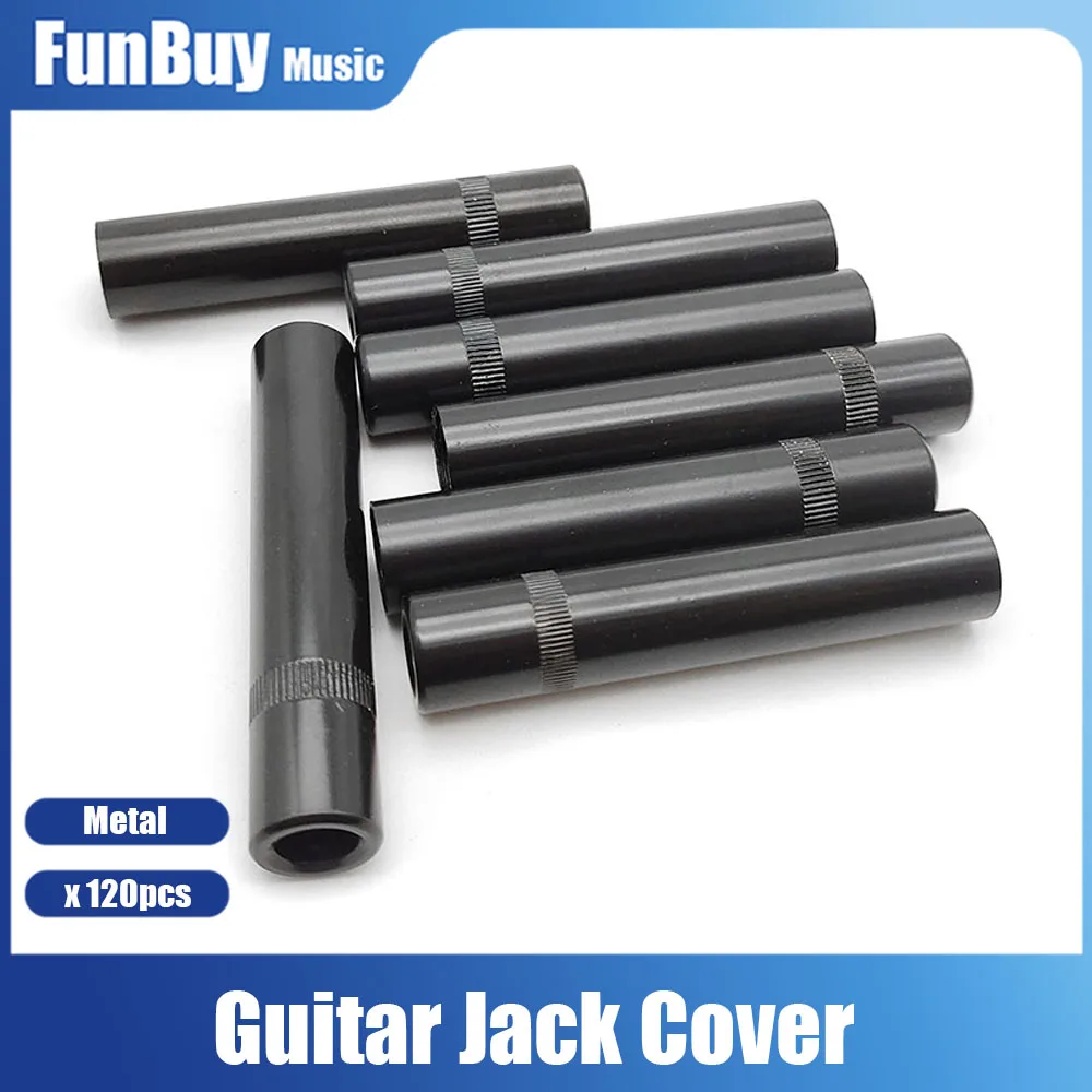 120pcs 6.35 Threaded Cylinder End Pin Jack Long Cover for Acoustic Guitar Bass Mandolin Ukulele Black