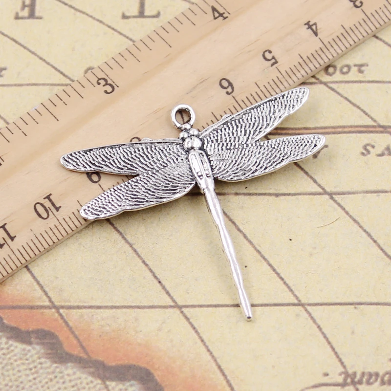 10pcs Charms Dragonfly 43x47mm Tibetan Bronze Silver Color Pendants Antique Jewelry Making DIY Handmade Craft Pendant