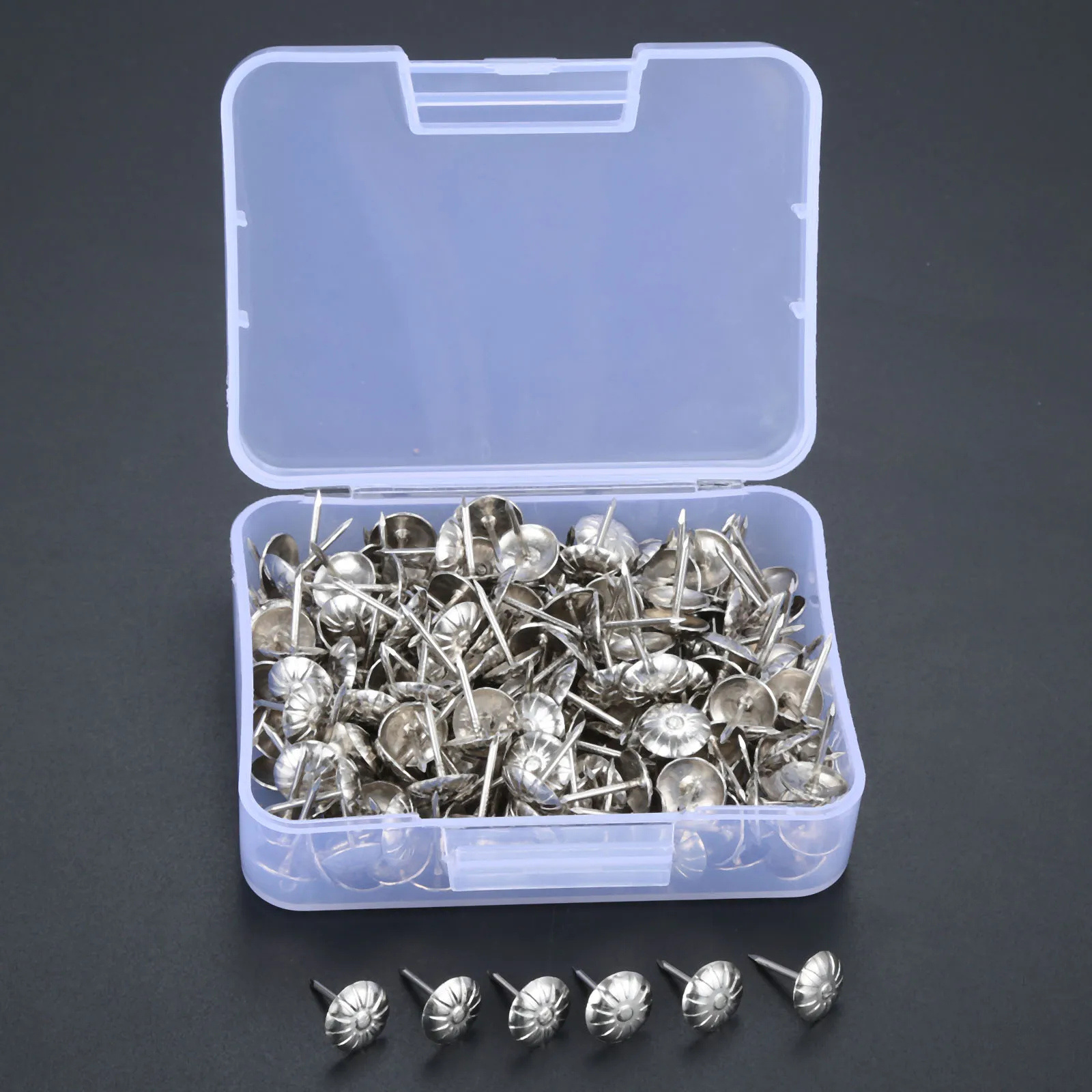 DRELD-실내 장식 네일 보석 나무 상자, 11x17mm, 가구 압정 스터드 압정 문 네일 실내 장식 핀 공예 + 보관 상자, 300 개