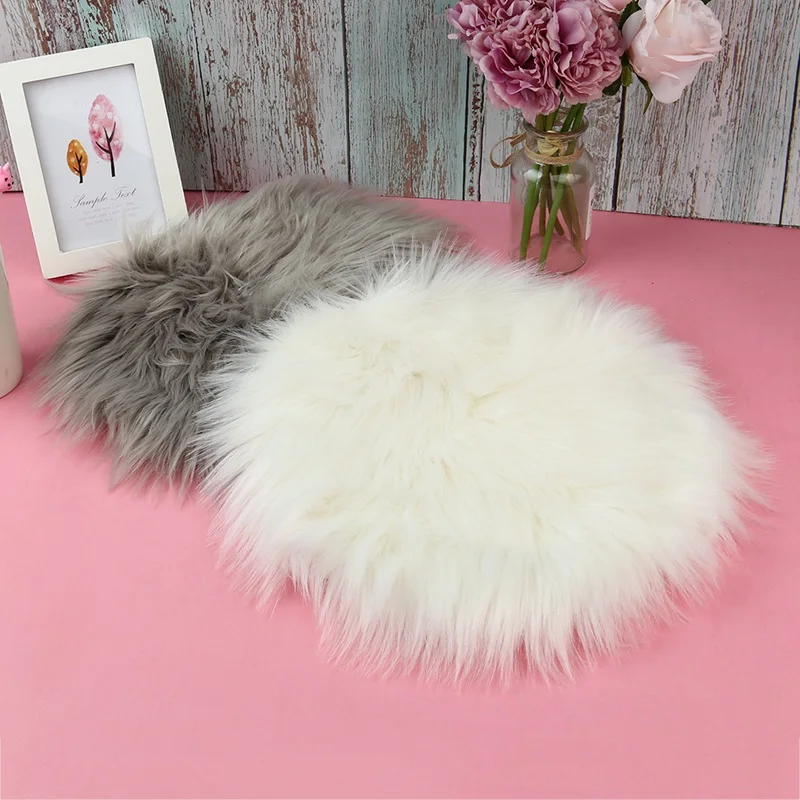 Soft Fur Chair Cover 30X30cm Removable Seat Cushion Slipcovers Winter Spring Chair Seat Covers Protector Pad Floor Mat Carpet