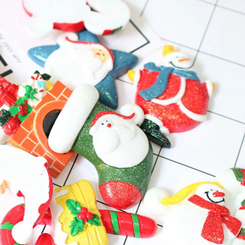 50pcs/lot Big Christmas snowman stocking 3D resin patch for diy fridge magnet phone hair accessories wholesale